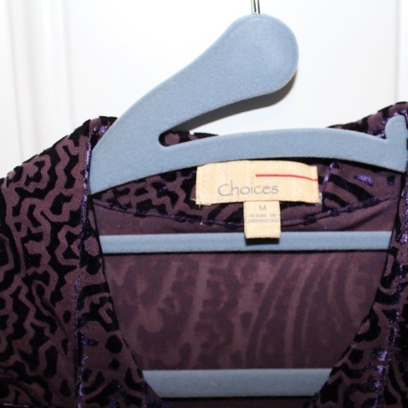 Purple Velvet Paisley translucent button up Blouse Sz M - Picture 3 of 5